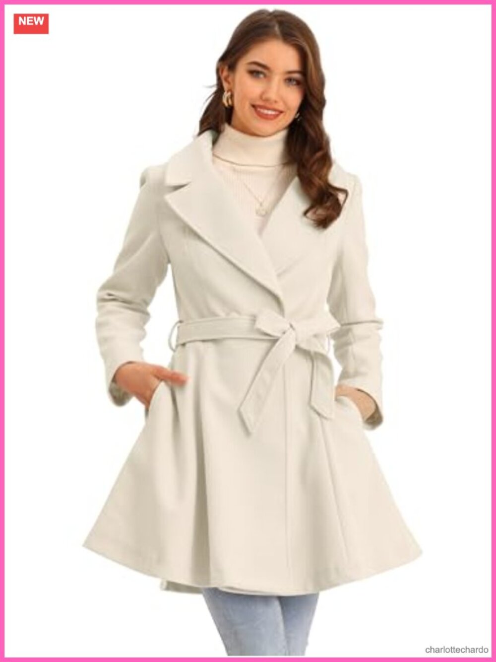 Women's Wool Blend Long Sleeve Double Breasted Peacoat Winter Overcoat